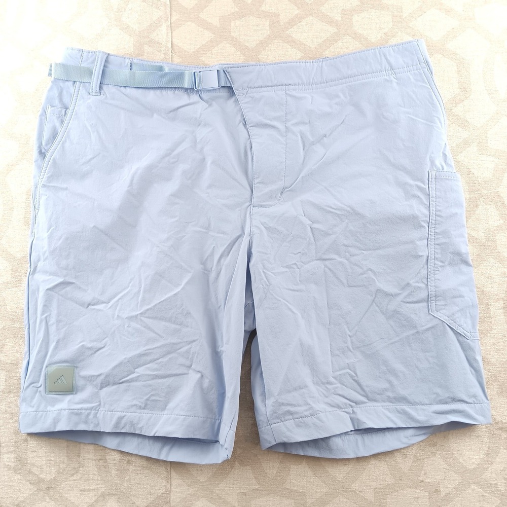 Adidas Adicross Golf Shorts Light Blue Mens Size XL Lightweight Belted